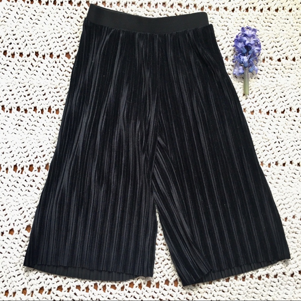 Black velvet pleated trousers. NWOT. Like new